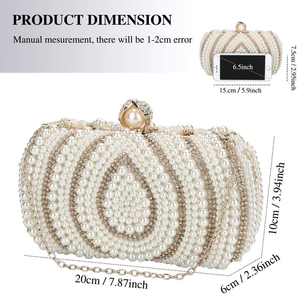 Bridal Wedding Evening Bags Pearl Beaded Purses mal Wedding Bridal Clutch ^_ - Picture 2 of 7